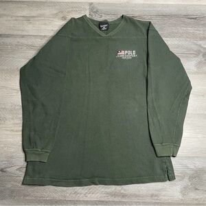 Vintage Men’s Polo Ralph Lauren Forest Green Long Sleeve V-Neck T Shirt Sz L